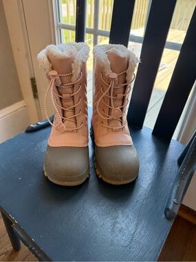 all in motion Pink and Brown Kids Winter Snow Boots with Faux Fur
